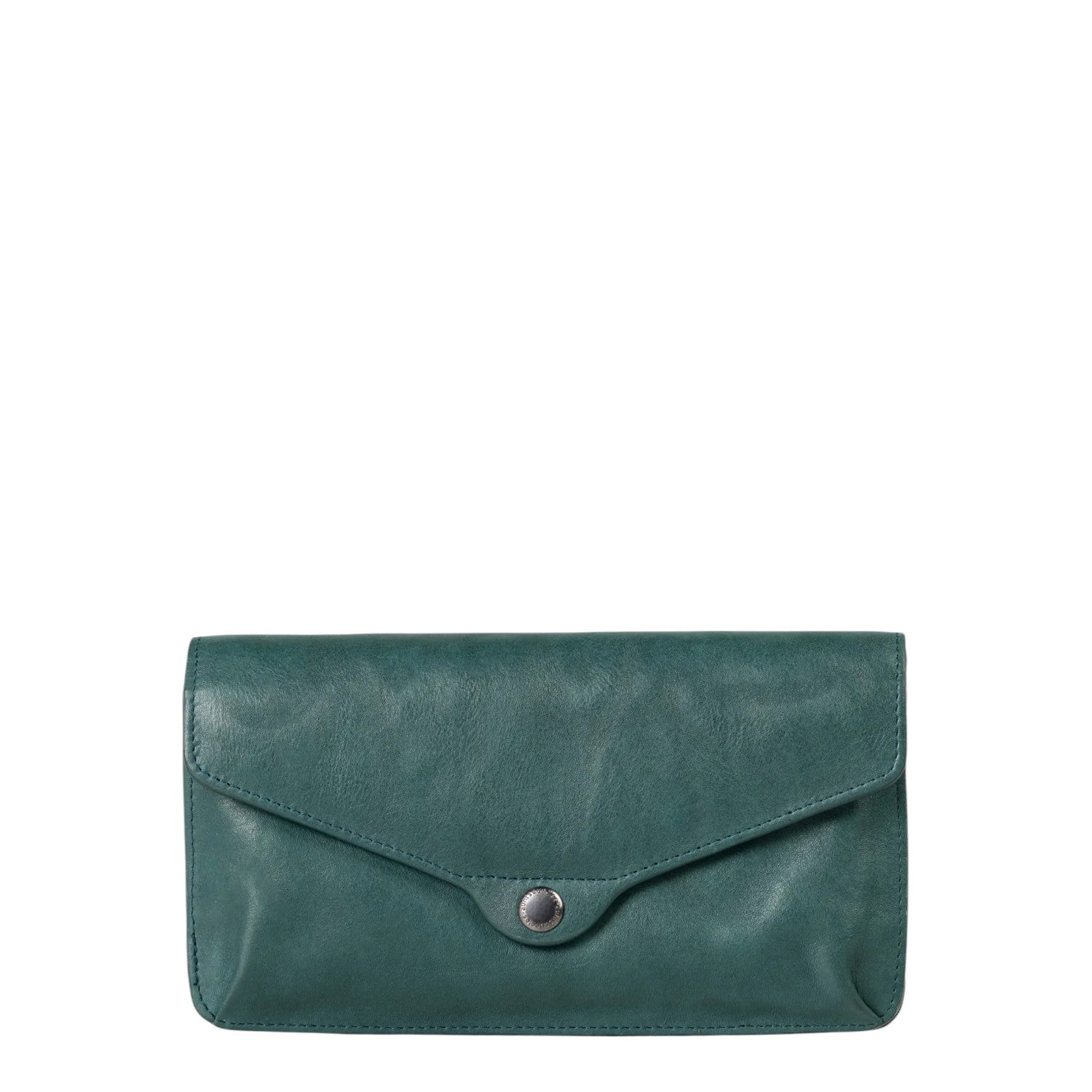 Lieblingstasche Charlene dark green leather envelope wallet with a snap button closure