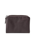 Lieblingstasche Cherry dark brown leather wallet with a zip closure and embossed logo on a white background