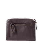 Lieblingstasche Cherry dark brown leather wallet with a front zipper pocket and silver hardware