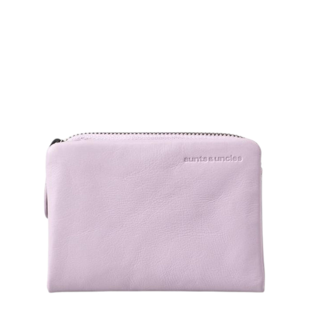 Lieblingstasche Cherry light purple leather coin purse with a zip closure and embossed aunts & uncles logo