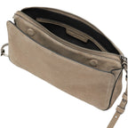 Lieblingstasche Clarice II Crossbody M bag in taupe suede leather with a top zipper closure and interior pocket