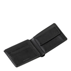 Lieblingstasche Clay black leather bifold wallet with card slots and coin pocket open view