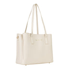 Lieblingstasche Shopping Clio Re ivory leather tote bag with gold hardware and embossed logo.