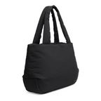 Lieblingstasche Cloud Horizon black quilted tote bag with padded handles shown from a side angle