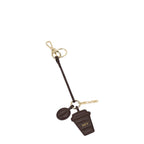 Lieblingstasche Coffee Charm featuring a dark brown leather coffee cup and bean pendant with gold-tone hardware.