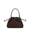 Lieblingstasche Cool Companion Suede S dark brown suede handbag with drawstring closure and top handle
