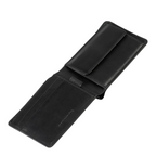Lieblingstasche Craig black leather bifold wallet with coin pocket and card slots, open view