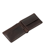 Lieblingstasche Craig brown leather bifold wallet with coin pocket and card slots open on white background