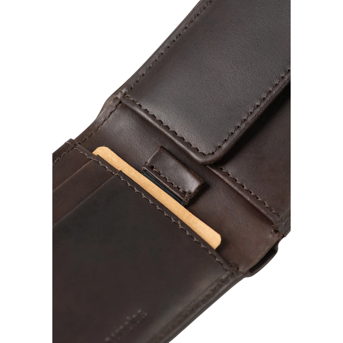 Lieblingstasche Craig dark brown leather wallet interior with card slot and coin pocket