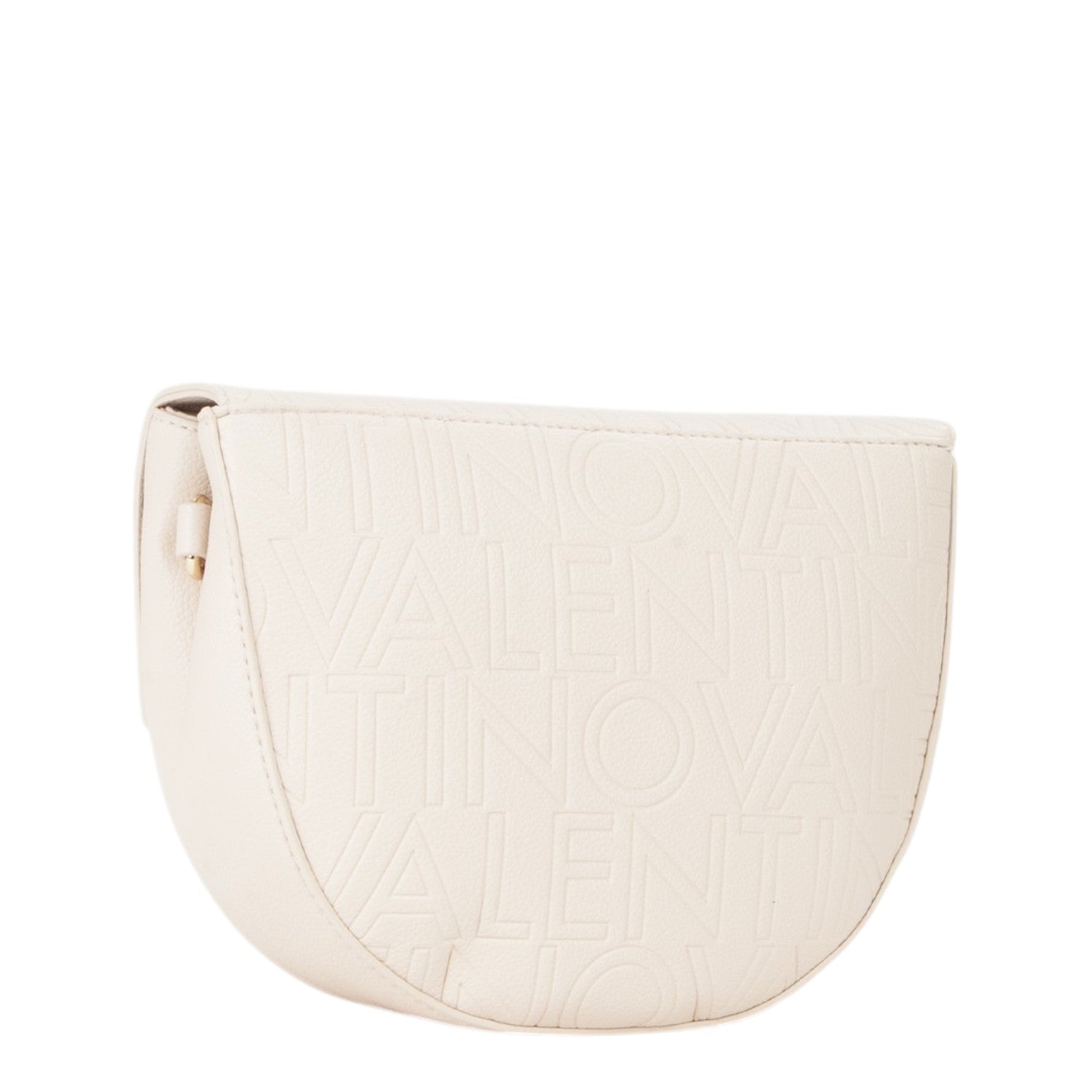 Lieblingstasche Flap Bag Pansy in cream leather with embossed logo pattern.
