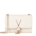 Lieblingstasche cream textured leather Pochette Divina crossbody bag with gold chain strap and tassel detail.