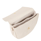 Lieblingstasche cream leather flap bag with embossed logo and gold hardware.