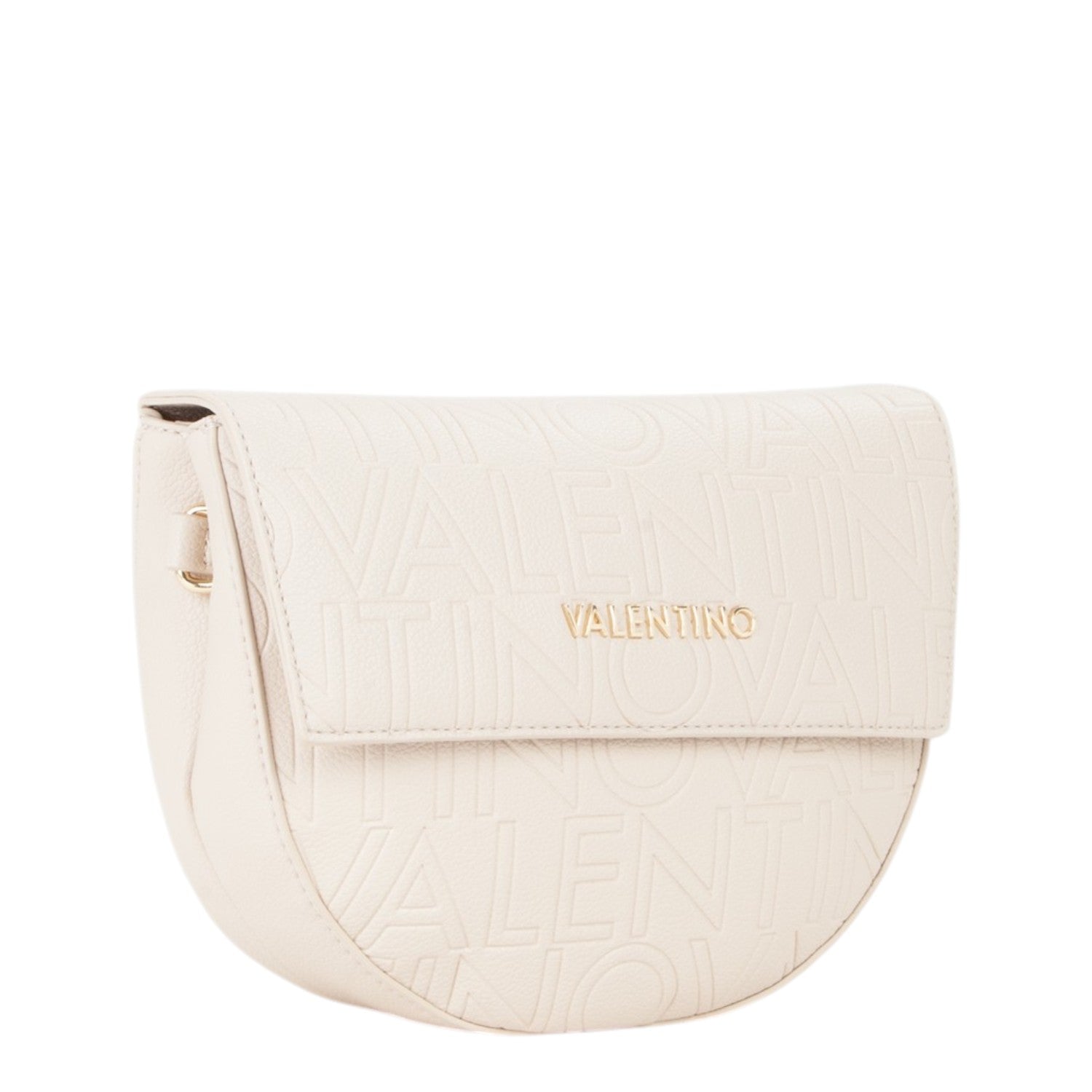 Lieblingstasche Flap Bag Pansy in cream leather with embossed logo detail and gold hardware.