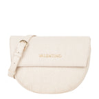Lieblingstasche Flap Bag Pansy, cream leather crossbody bag with embossed logo and gold buckle detail.