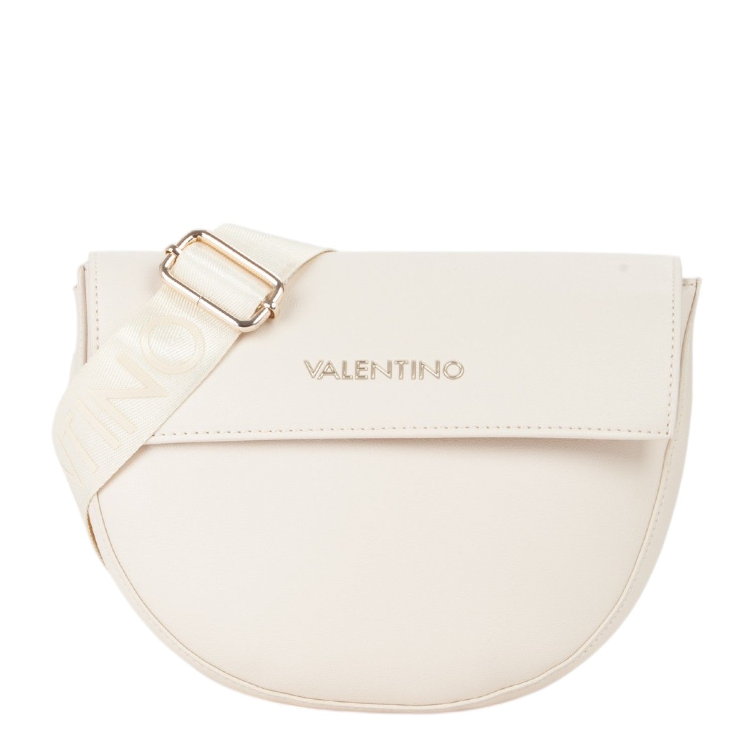 Lieblingstasche Flap Bag Bigs cream leather crossbody bag with adjustable logo strap.