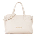 Lieblingstasche cream leather tote bag with embossed logo and gold hardware. Structured design with top handles and buckle detail.