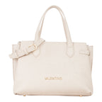 Lieblingstasche cream leather tote bag with embossed logo and gold hardware. Structured design with top handles and buckle detail.