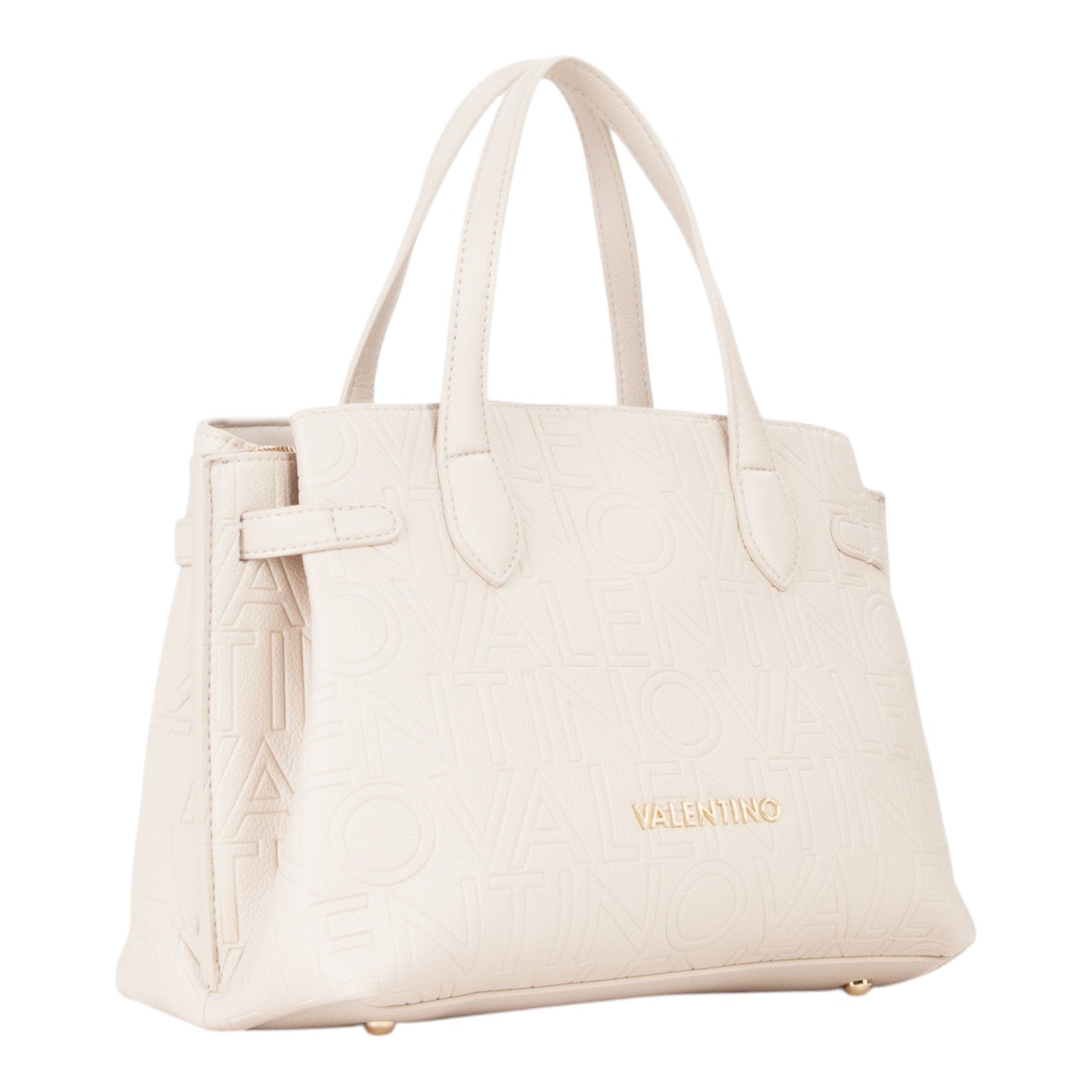 Lieblingstasche cream leather tote bag with embossed logo and gold hardware. Structured shape with top handles.