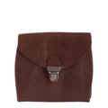 Lieblingstasche Fold Wallet S in dark brown suede with a metal clasp closure.