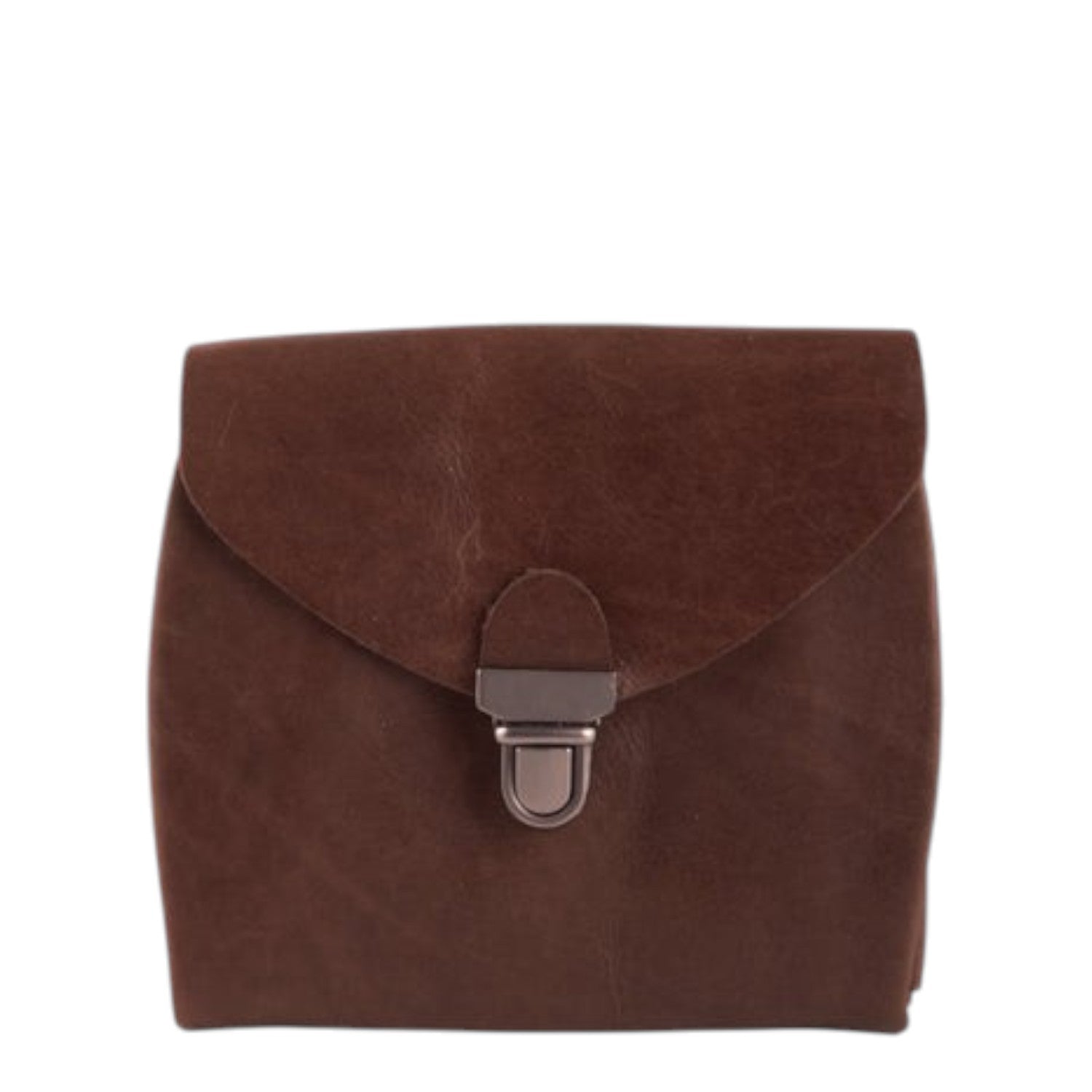 Lieblingstasche Fold Wallet S in dark brown suede with a metal clasp closure.