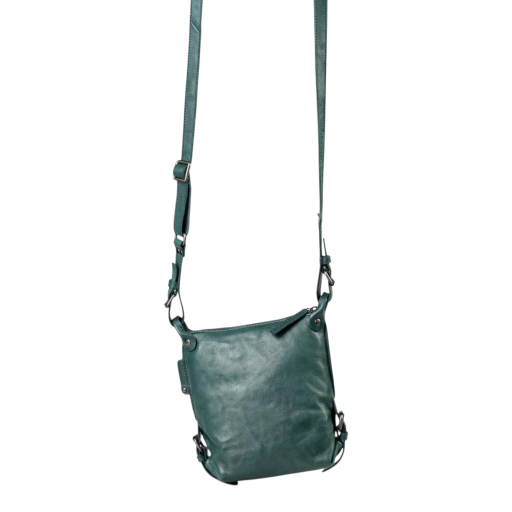 Lieblingstasche Mrs. Chocolate Cookie dark green leather crossbody bag with adjustable strap and zipper closure