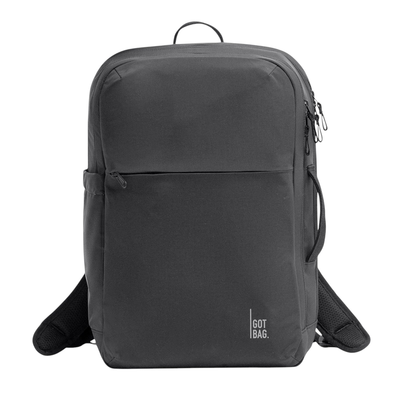 Lieblingstasche dark grey commuter backpack with multiple zip pockets and padded straps.