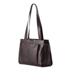 Lieblingstasche Dawn dark brown leather shoulder bag with a front pocket and long straps