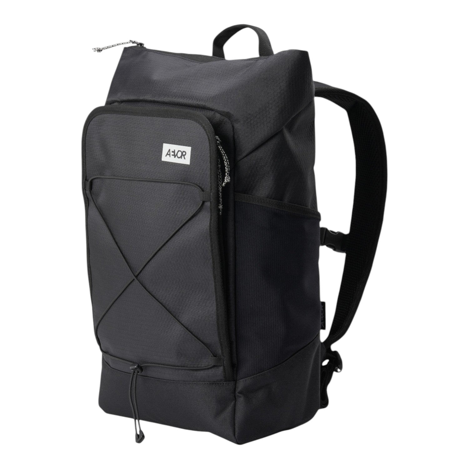 Lieblingstasche Day Pack FLX black backpack with front bungee cord system and roll-top design