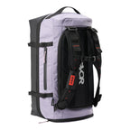 Lieblingstasche Duffel Pack in light purple and black with ergonomic shoulder straps and expandable storage design.