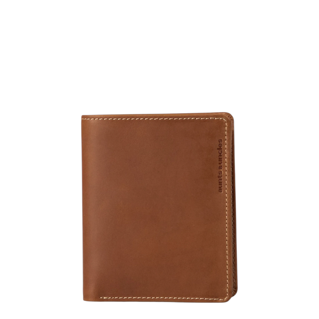 Lieblingstasche Duke brown leather wallet with contrast stitching and embossed aunts & uncles logo