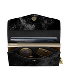 Lieblingstasche Envelope Premium Naplak black patent leather wallet with gold snap button and card holder interior