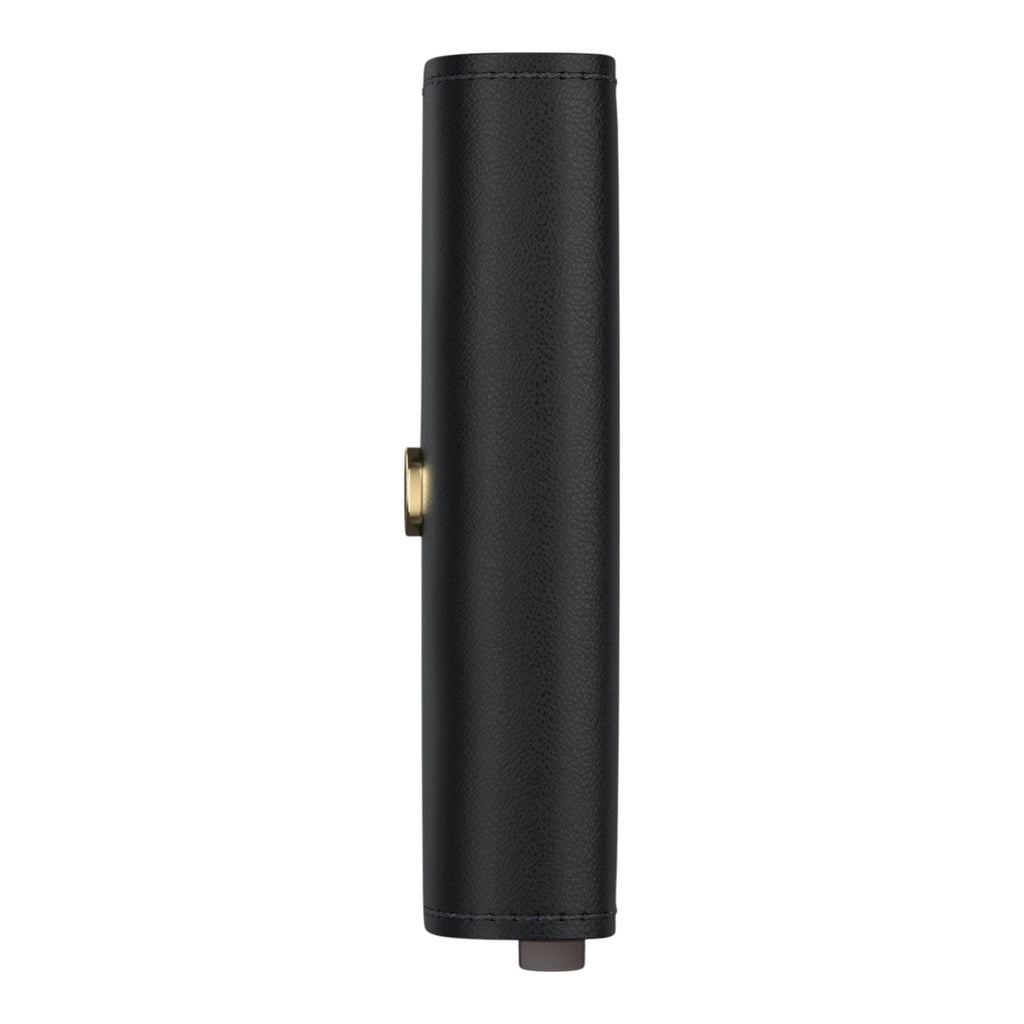 Lieblingstasche Envelope Original black leather wallet side view with gold hardware detail