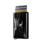 Lieblingstasche Envelope Premium Naplak black patent leather card holder with snap button closure and card mechanism
