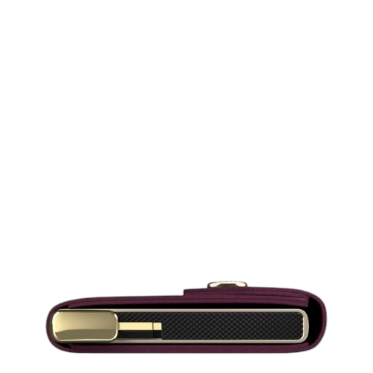 Lieblingstasche Envelope Premium Naplak wallet in deep burgundy with gold hardware and textured black detail