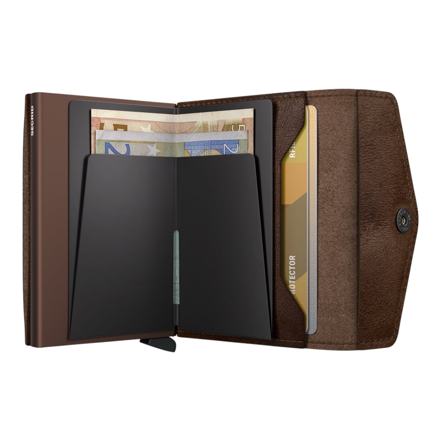 Lieblingstasche Envelope Vintage brown leather wallet with black card protector and cash storage