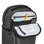 Lieblingstasche eoto Midi20 grey backpack with open front organizer pocket showing internal compartments and mesh