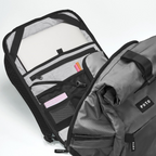 Lieblingstasche eoto Rolly32 grey rolltop backpack interior with laptop compartment and organizer pockets