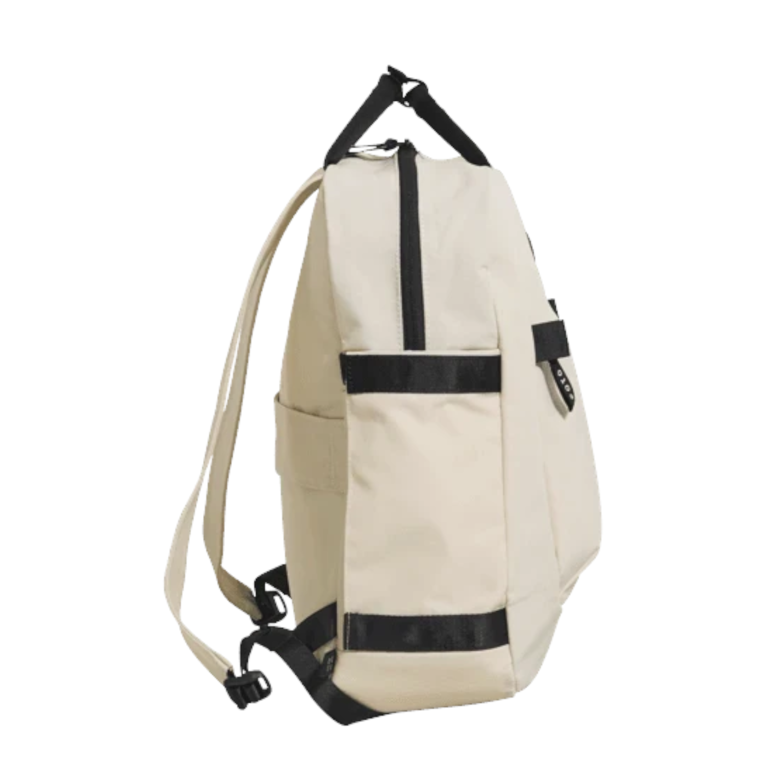 Lieblingstasche eoto Small16 compact beige daypack with black straps and side pockets for daily use