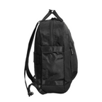 Lieblingstasche eoto Small16 black compact daypack with side pockets and top carry handles, side view