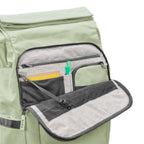 Lieblingstasche eoto Tall41 rolltop backpack in sage green with open front organizer pocket and interior compartments
