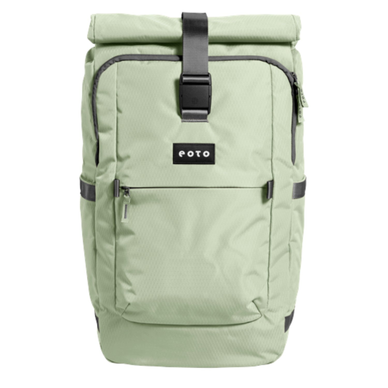 Lieblingstasche eoto Tall41 sage green rolltop travel backpack with front zip pocket and buckle closure