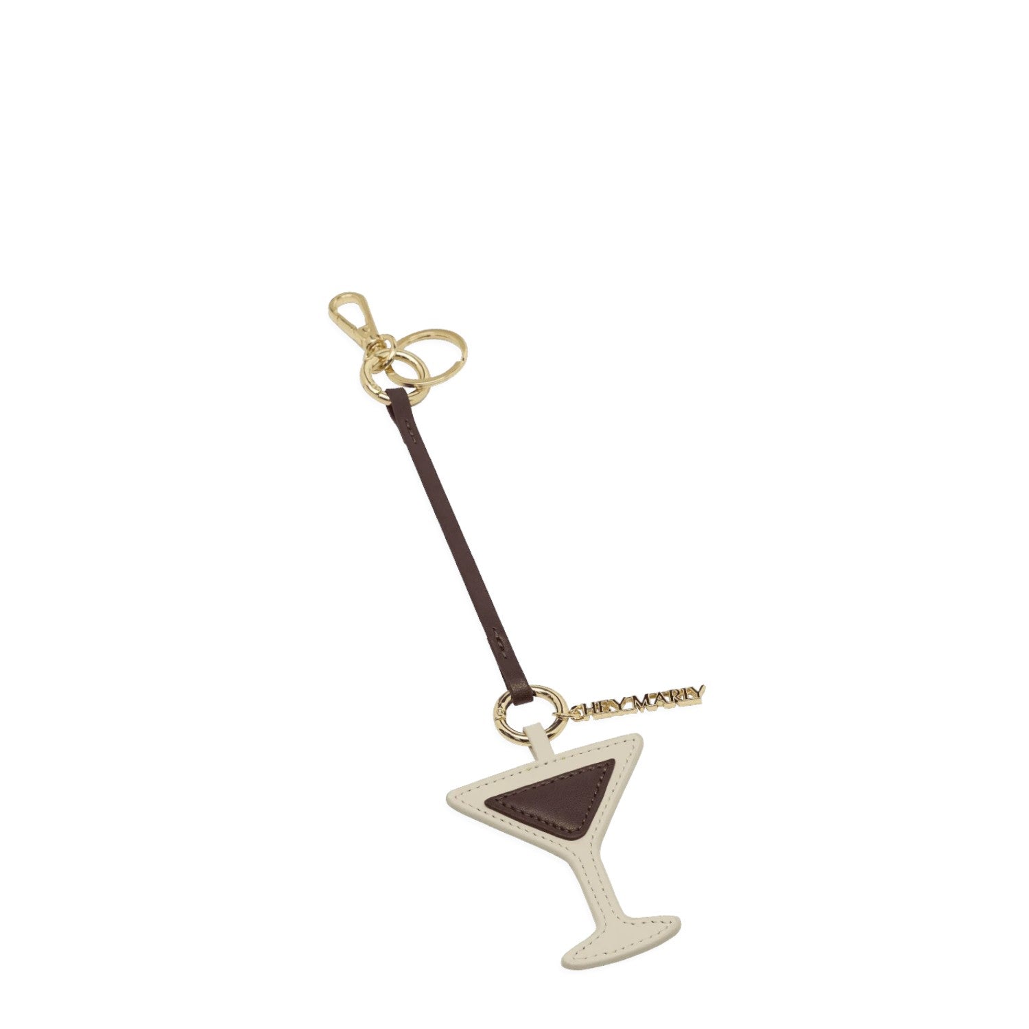 Lieblingstasche Espresso Martini charm in cream and dark brown leather with gold-tone hardware and logo tag