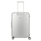 Lieblingstasche Eternity 4W L silver aluminium suitcase with telescopic handle and spinner wheels.
