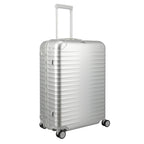 Lieblingstasche Eternity L silver aluminium suitcase with telescopic handle and spinner wheels.