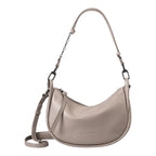 Lieblingstasche Fawn beige leather crescent shoulder bag with dark metal chain link strap detail
