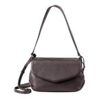Lieblingstasche Fern dark brown leather shoulder bag with a flap closure and adjustable strap