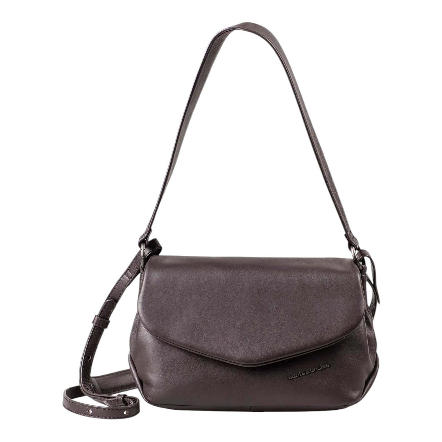 Lieblingstasche Fern dark brown leather shoulder bag with a flap closure and adjustable strap