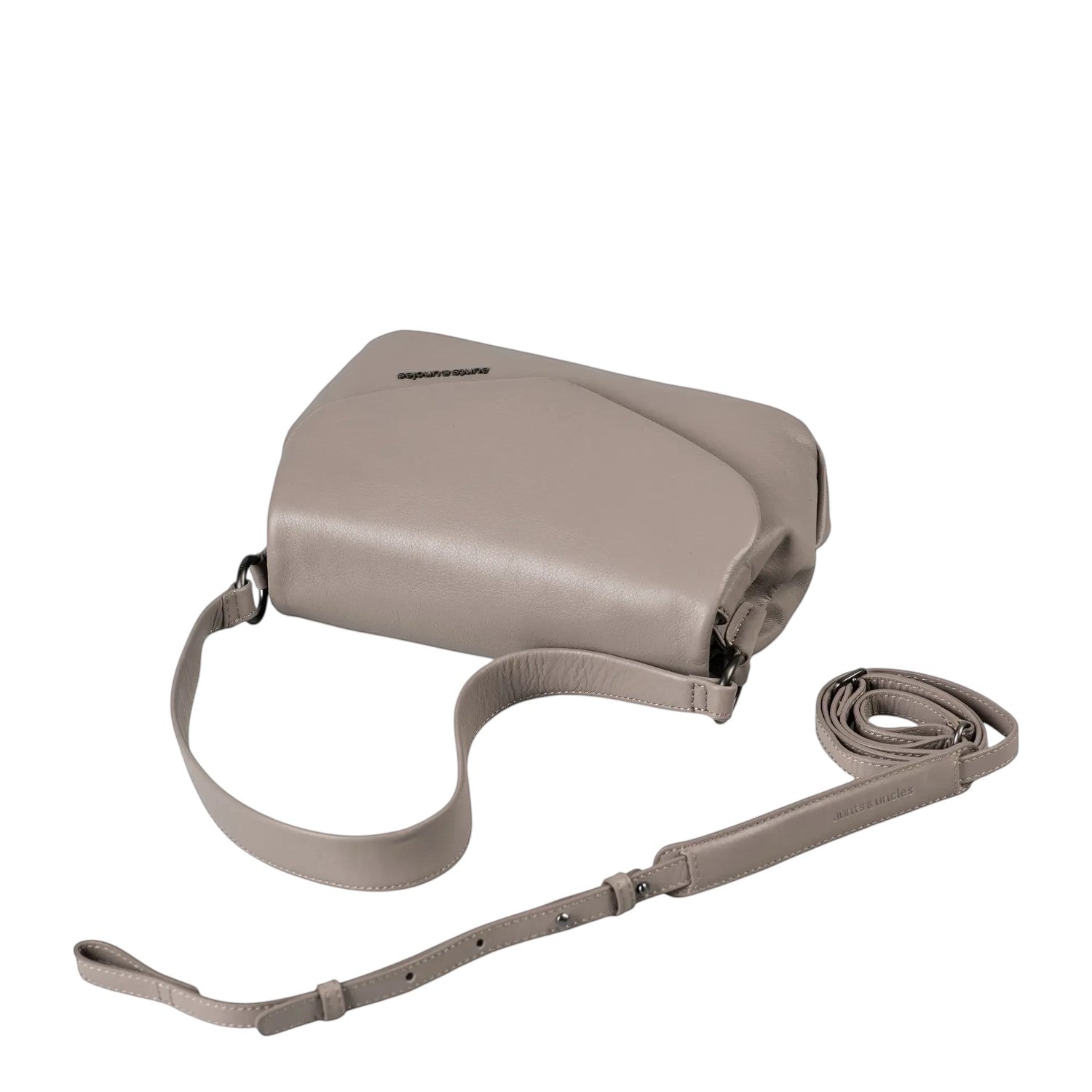 Lieblingstasche Fern taupe leather crossbody bag with adjustable strap and flap closure