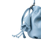 Lieblingstasche Fleur light blue leather drawstring handbag with decorative petal detail
