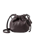 Lieblingstasche Fleur dark brown leather drawstring bucket bag with a soft slouchy silhouette and shoulder strap